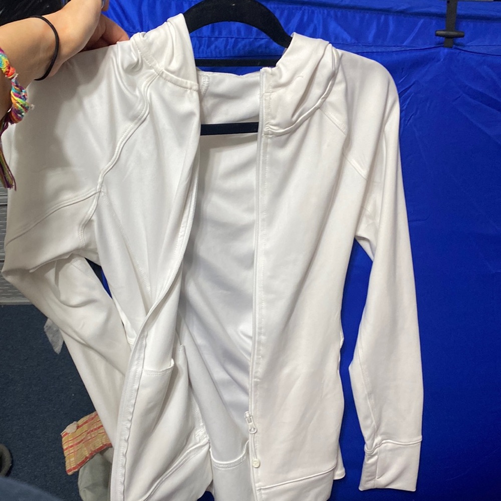 White workout hoodie